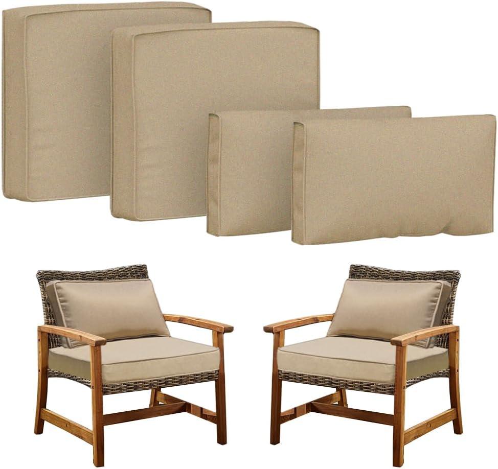 Covers for 4Pcs Patio Cushion 25.6x25.6x4inch Outdoor Furniture Cushion Slipcovers Replacement with Zipper Seat and Backrest Cover for Garden and BackyardCovers ONLY  (Coffee)