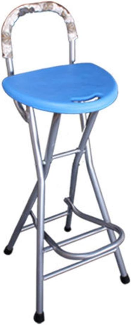 28 Inch Folding Bar Stool with Backrest, Counter Height Foldable Stool,Portable Folding Stool Tall Bar Stools for Outdoor Camping Kitchen Shop Cafe, Blue (1 Pcs,), 28 inches x 12.5 inches x 12.5 inches