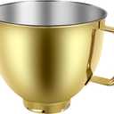 Golden Heavy Duty Stainless Steel Mixer Bowl 5QT For KitchenAid Artisian&Classic Tilt-head Stand Mixeres, Replacement Bowl For KitchenAid Mixers