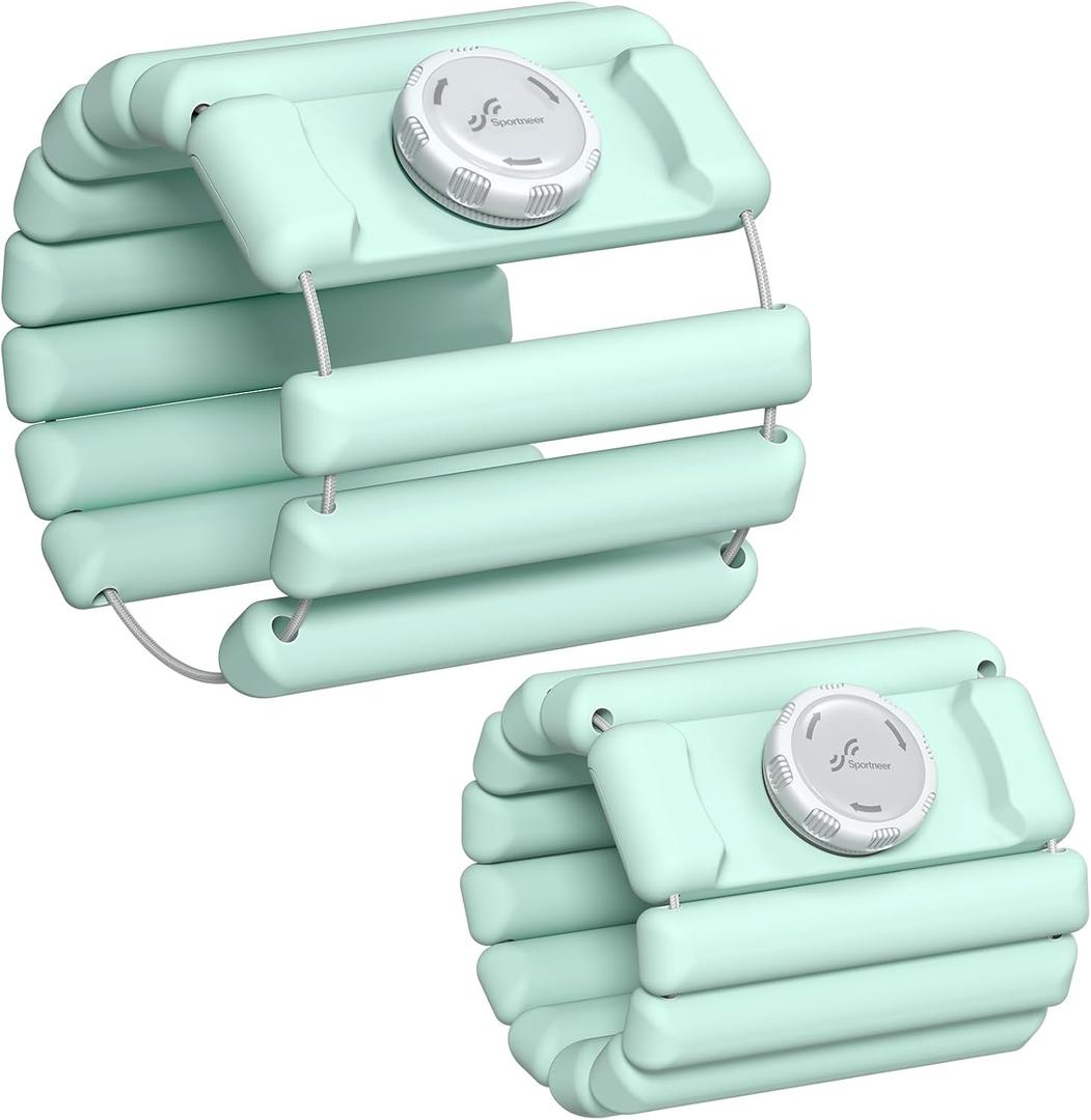 Sportneer Adjustable Wrist Weights for Women Men - Arm Weights Knob Silicone Pilates weights, Weighted Bracelet for Walking, Running, Workout, Yoga, Water Aerobics, Pool Exercises, Set of 2 (1LB Each) (Green)