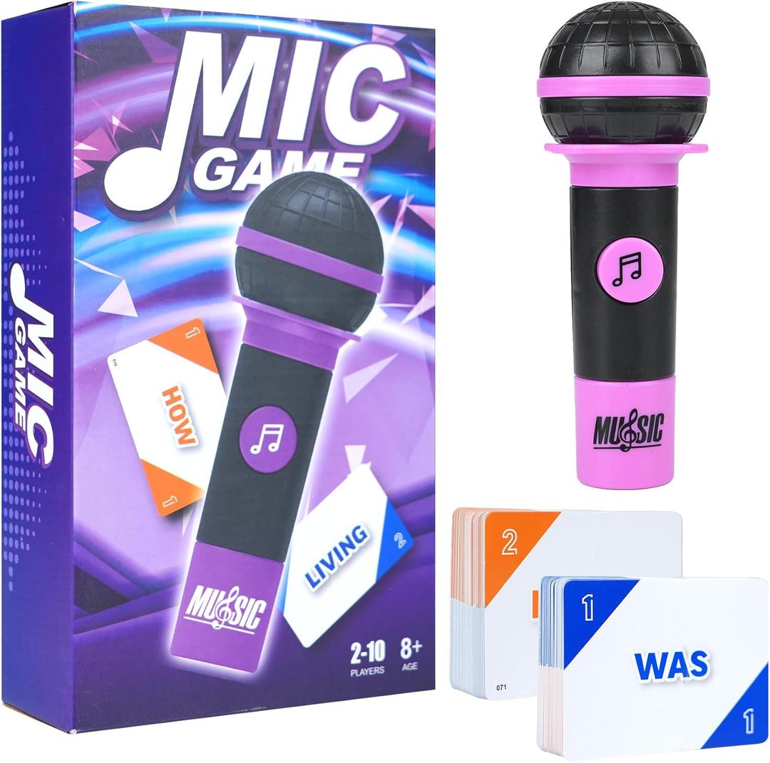 Mic misheard Music Trivia Card Game, Grab Karaoke Party Game for 2-10 Players, Music Card with 250 Lyrics (125 Cards) for Hilarious Nights Adult Christmas & Birthday Gifts (Purple)