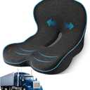 Truck Driver Seat Cushion, Memory Foam L-Shaped Ergonomic Cushion for Office Chairs, Comfort & Support for Long Sitting (Average Size, Dark Grey)