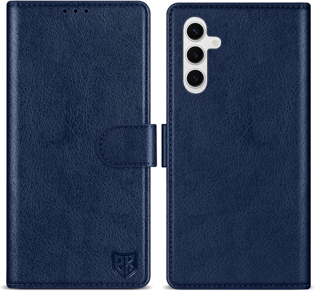 ZZXX for Samsung Galaxy S23 FE Wallet Case with [RFID Blocking] Card Slot Kickstand Magnetic Closure Leather Flip Fold Protective Phone Case for Galaxy S23 FE 5G Case Wallet(Blue-6.4 inch)