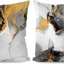 KEUSPI Black and Gold Pillow Covers 18x18 Abstract Black and Grey Gold Throw Pillow Cover Set of 2, Abstract Pillow Covers for Bedroom Home Decor Housewarming Gifts