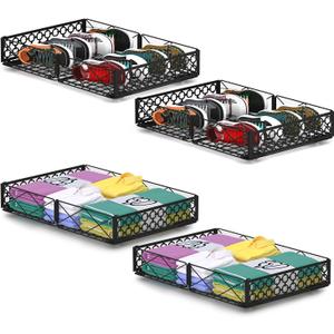 NADAMOO Low Profile Under Bed Storage with Wheels, 4 Pack Rolling Storage Containers, Foldable Metal Organizer Bins
