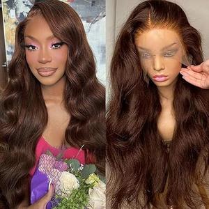 Chocolate Brown Lace Front Wigs Human Hair Body Wave #4 13x4 Brown HD Lace Frontal Wig Wear and Go Glueless Light Brown Wigs Human Hair Pre Plucked with Baby Hair 26 Inch Colored Wigs For Black Women