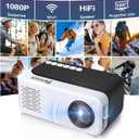 Mini Projector, HD 1080P WiFi Video Projector, Portable Outdoor Projector with Tripod, Gift for Kids, Home Theater Movie Phone Projector Compatible with USB, AV, Smartphone/Tablet/Laptop (black)
