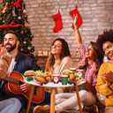 Acellegic 100 Pcs Christmas Disposable 9 oz Paper Cups and Large 10 x 7 '' Christmas Paper Food Trays Serving Plates Xmas Disposable Dinnerware Party Supplies Kit for Winter Holiday Xmas Party