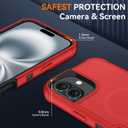 SunStory Magnetic for iPhone 16 Case with HD Screen Protector, Compatible with MagSafe, 3-Layer Heavy Duty Full-Body Cover, 3 in 1 Hybrid Protective Case for iPhone 16 6.1",Red