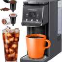 K Cup Coffee Maker With Bold Setting, Single Serve Hot & Iced Coffee Maker for K-Cup and Grounds, 52oz Removable Water Tank, 6 to14oz Brew Sizes, Pod Coffee Machine With Reusable Filter, Gray