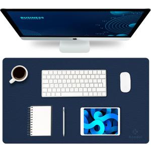 K KNODEL Small Office Leather Desk Mat, Mouse and Keyboard Pad, Computer and Laptop Mat, Desktop Protector and Cover, Writing Pad and Blotter (23.6"x13.8", Dark Blue)