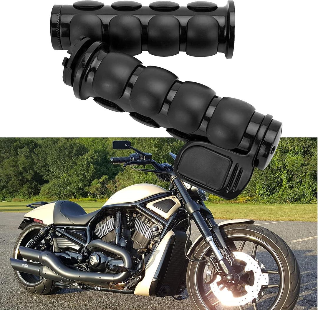 Pair of 1" Dual Black Motorcycle Bar End Hand Grips Handlebar Compatible with Cruisers Harley Yamaha Suzuki