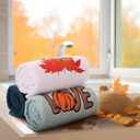 3 Pcs Fall Thanksgiving Hand Towels Embroidered Pumpkin Maple Leaf Bathroom Towels for Fall Bathroom Kitchen Decor Thanksgiving Gift, 29.5 x 13.8 Inch(Dark Blue, Light Blue, White)