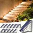 Solar Step Lights Outdoor Waterproof IP65,Warm White Solar Stair Lights, Outdoor Light Decor for Stair, Deck, Step, Porch and Outside Patio, 12 Pack