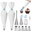 Reusable Piping Bags and Tips Set - 16inch Pastry Bags for Cake Decorating, Cupcakes, Cookies | Durable Cotton Exterior, Easy to Clean, Eco-Friendly Baking Kit for Home Bakers & Chefs