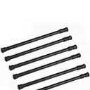 6 Pack Tension Rods, Adjustable Spring Steel Cupboard Bars Tension Curtain Rod Shower Rod Extendable Width 15.7-28 Inches (Black)