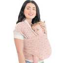 KeaBabies Baby Wrap Carrier - All in 1 Original Baby Carrier Newborn to Toddler Sling, Easy to Wear, Hands Free Bonding, Lightweight, Breathable Infant Wraps (Pink Daisies)