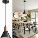 Mini Kitchen Over Island Pendant Lights, Solid Wood Ceiling Hanging Lamp, Modern Matte Black Pendant Lighting for Kitchen Island Dining Living Room Bedroom (Small-Black-1 Pack)