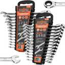 HORUSDY 26-Piece Ratcheting Wrench Set | Metric and SAE | Ratchet Combination Wrenches Set with Organizer | 72-Tooth | Chrome Vanadium Steel | 6-19 mm & 1/4 to 3/4 (13-Piece Metric&SAE)