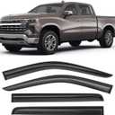 Shatterproof Tape-On Window Deflectors for 2019-2025 Chevrolet (Chevy) Silverado GMC Sierra 1500 2500HD 3500HD Crew Cab, Rain Guards, Window Visors for Cars, Vent Deflector, 4pcs