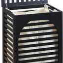 Laundry Hamper with Lid,Bamboo Large Waterproof Clothes Laundry Basket,Removable Washing Bags with Handles,clothes basket (Black)