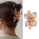 Flower Hair Clip, Gold Metal Hair Clip, Large Beaded Hair Clip, Hair Jewelry For Women
