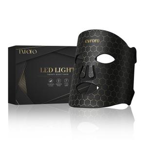 Led Face Mask Light Therapy, Red Light Therapy for Face, 7-1 Colors LED Facial Skin Care Mask, Black