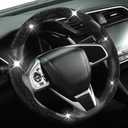 West Llama Diamond Bling Car Steering Wheel Cover with Crystal Rhinestones,3PCS Segmented Steering Wheel Protector,Universal for 99% Cars for Women(Black with Black Diamond)