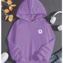 COZYEASE Girls' Letter Graphic Print Cute Hoodies Long Sleeve Pullover Hoodie Sweatshirt Purple 12Y