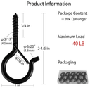 20 PCS Q-Hanger, Screw Hooks for Outdoor String Lights, Safety Buckle Design, Easy Release