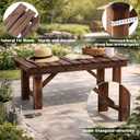 Cinnvoice 35.5 Inch Outdoor Garden Bench 2 Person Wooden Patio Backless Bench Weatherproof Anti Corrosion and Anti Rust Benches for Garden Lawn Porch Park Backyard
