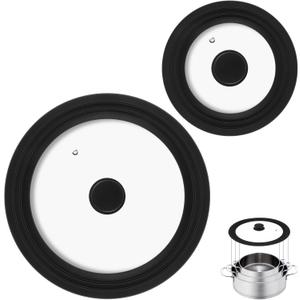 Universal Lids for Pots, Pans and Skillets, Fits 7",8",9",10",11",12" Cookware, Replacement Pan Lid with Tempered Glass and Heat-Resistant Silicone Edge,Durable Frying Pan Cover