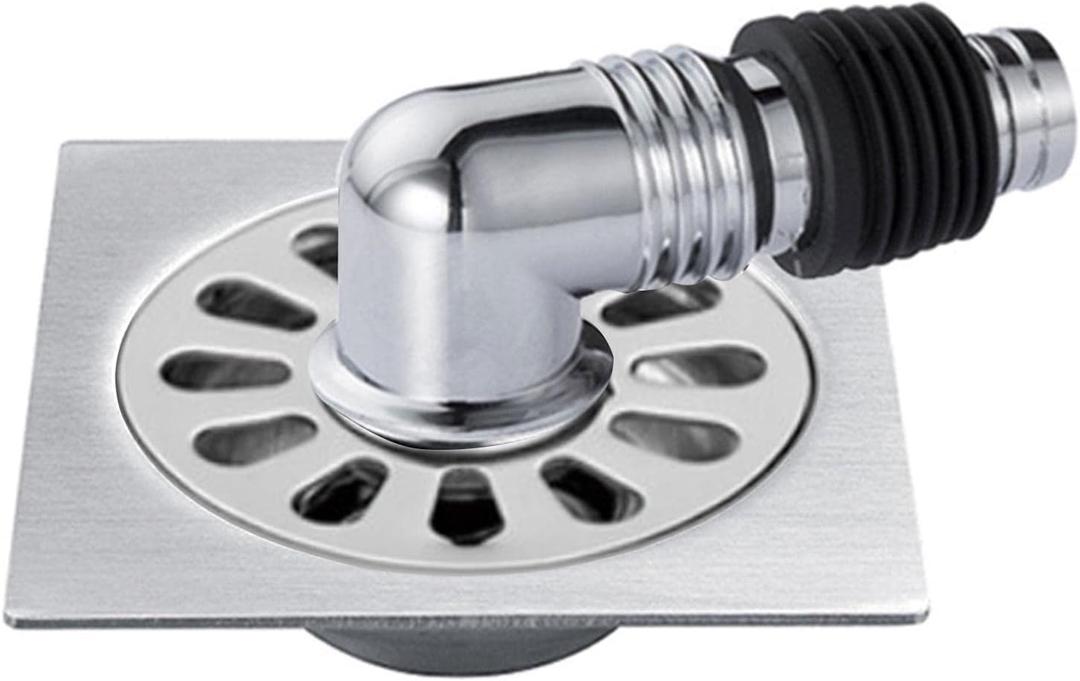 Xiaokeis Floor Drain Cover, Washing Machine Floor Drain Cover, Garage Floor Drain Shower Drain Cover with Pipe Connector, Drain Cover for Kitchen, Bathroom and Laundry(Silver)