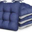 Love's cabin Memory Foam Chair Cushions Set of 4, Outdoor/Indoor Chair Pads for Dining Chairs 4 Pack, Seat Cushions for Kitchen, Dining Room, Office, Patio Chairs, 15.5"x15.5"x3.5" Navy Blue (15.5"x15.5"x3.5" (4 Pack))