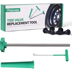 Prozwee Tire Valve Stem Core Quickly Replacement Tool Kit,Perfect Tool for Replacing Leaky Valves in Cars,Trucks,Motorcycles, etc.with 4PCS TR413 Valve Stems