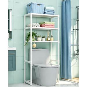 Garvee 3 Tier Bathroom Over The Toilet Shelf, Freestanding Metal Over The Toilet Shelf Organizer, Space Saver Bathrooms Shelve for Restroom Laundry Balcony, White