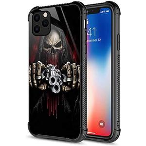 CARLOCA Compatible with iPhone 11 Pro Max Case,Skull with Guns iPhone 11 Pro Max Cases for Men Boys,Graphic Design Shockproof Anti-Scratch Drop Protection Case for iPhone 11 Pro Max