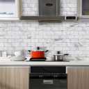 Vamos Tile 100-Piece Glossy Statury White Peel and Stick Backsplash Tile,3''x6'' PVC Subway Tile with Dark Gray Grout, Stick on Backsplash for Kitchen/Bathroom/Fireplace
