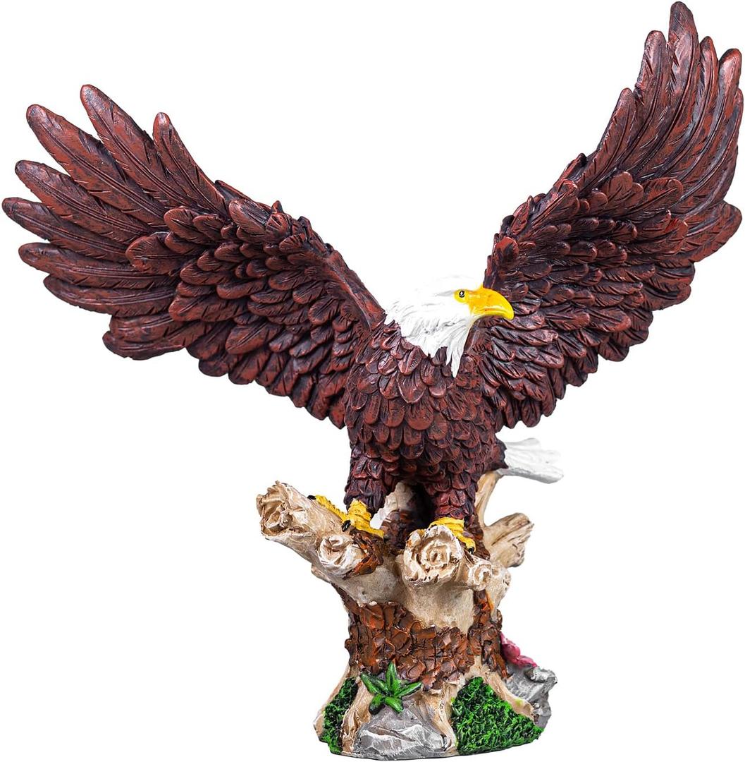 Bald Eagle Descending On Tree Branch Decorative Figurine As Patriotic Home and Office Decor Perching Eagles Wings of Glory American Emblem Freedom Statues and Figurines