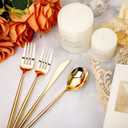 Rubtlamp 180Pcs Gold Plastic Silverware,Luxury Gold Plastic Cutlery,Heavy duty Golden Disposable Flatware, Utensils Set Disposable Include 60Gold Forks,60Gold Spoons,60Plastic Knives for Party,Wedding