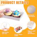 Ctosree 150 Pcs Paper Charcuterie Boxes with Clear Lids and Cotton Rope 5.5 Inches Disposable Food Containers Bakery Boxes for Dessert, Sandwich, Cupcake, Cookie, Chocolate, Strawberry (White), 5.5 X 2.8 X 2.36 Inches
