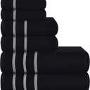 MyOwn Ultra Soft 6 Pack Cotton Towel Set, Contains 2 Bath Towels 28x55 inch, 2 Hand Towels 16x24 inch & 2 Wash Coths 12x12 inch, Ideal Everyday use, Compact & Lightweight - Black