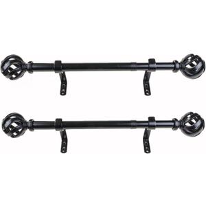 Decopolitan 1" Cage Side Curtain Rod Pair, 12 to 20 Inches, Black
