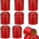 uxcell 9 Pcs Tea Tins Canister with Airtight Double Lids, 8 Fluid Oz Small Round Tin Can Box, Kitchen Canister Containers for Loose Tea Coffee Candy Spices, Red