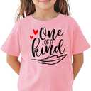 Kids Little Girls T-Shirt Short Sleeve Funny Graphic Letters Print Summer Casual Crewneck Cotton Tee Top (Pink)