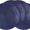 COTTON CRAFT Glitz Handmade Beaded Charger Placemats - Set of 4 - Halloween Harvest Autumn Fall Holiday Christmas Xmas Dining Celebration Festive Party Table Dcor - 13.5 inch Round - Navy