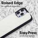 Crossbody Case for iPhone 15 Pro with Gold and Black Vegan Leather Woven Chain - White Fur