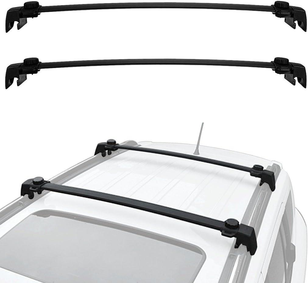 ALAVENTE Roof Rack Cross Bars System for Jeep Compass 2017 2018 2019 2020 2021 2022 2023 2024 /ALL-NEW-5-dr SUV Roof Rail Crossbars with Side Rails (Pair, Black) (121.9 x 12.7 x 25.4 centimetres)
