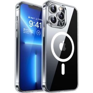 CANSHN Magnetic Compatible with iPhone 13 Pro Max Case, Upgraded [Full Camera Protection] [Compatible with Magsafe] Non-Yellowing Shockproof Protective Bumper Phone Case 6.7 inch - Clear