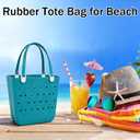 Juyeesm Medium Beach Bag, Waterproof Rubber Beach Bag, Washable Open Tote Bag Durable Tote Travel Bags for Outdoor Sport